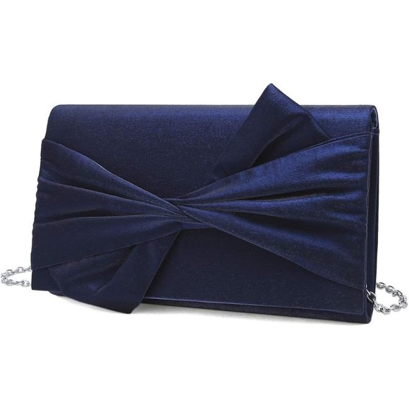 COPY - Women Satin Bow Flap Formal Party Clutch - Picture 2 of 7